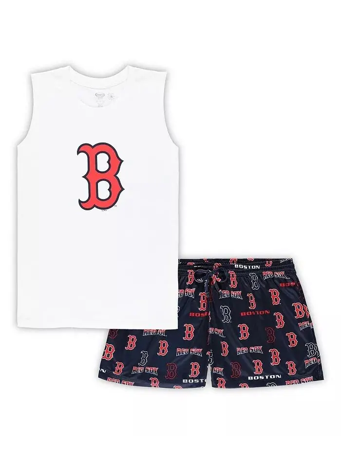 Женский комплект для сна белого и темно-синего цвета Boston Red Sox больших размеров с майкой и — изображение 1 из 1