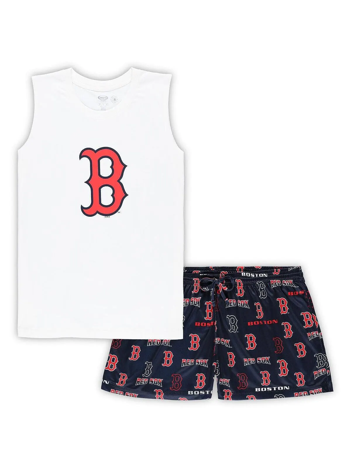 Женский комплект для сна белого и темно-синего цвета Boston Red Sox больших размеров с майкой и