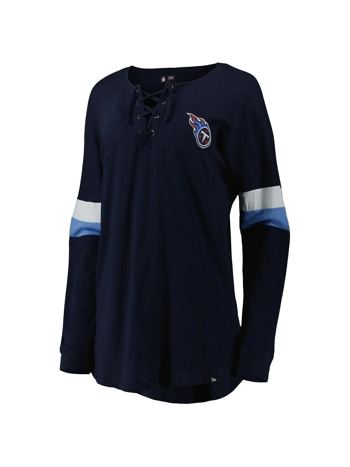 Женская темно-синяя футболка Tennessee Titans Athletic Varsity со шнуровкой и длинными рукавами New — изображение 2 из 2