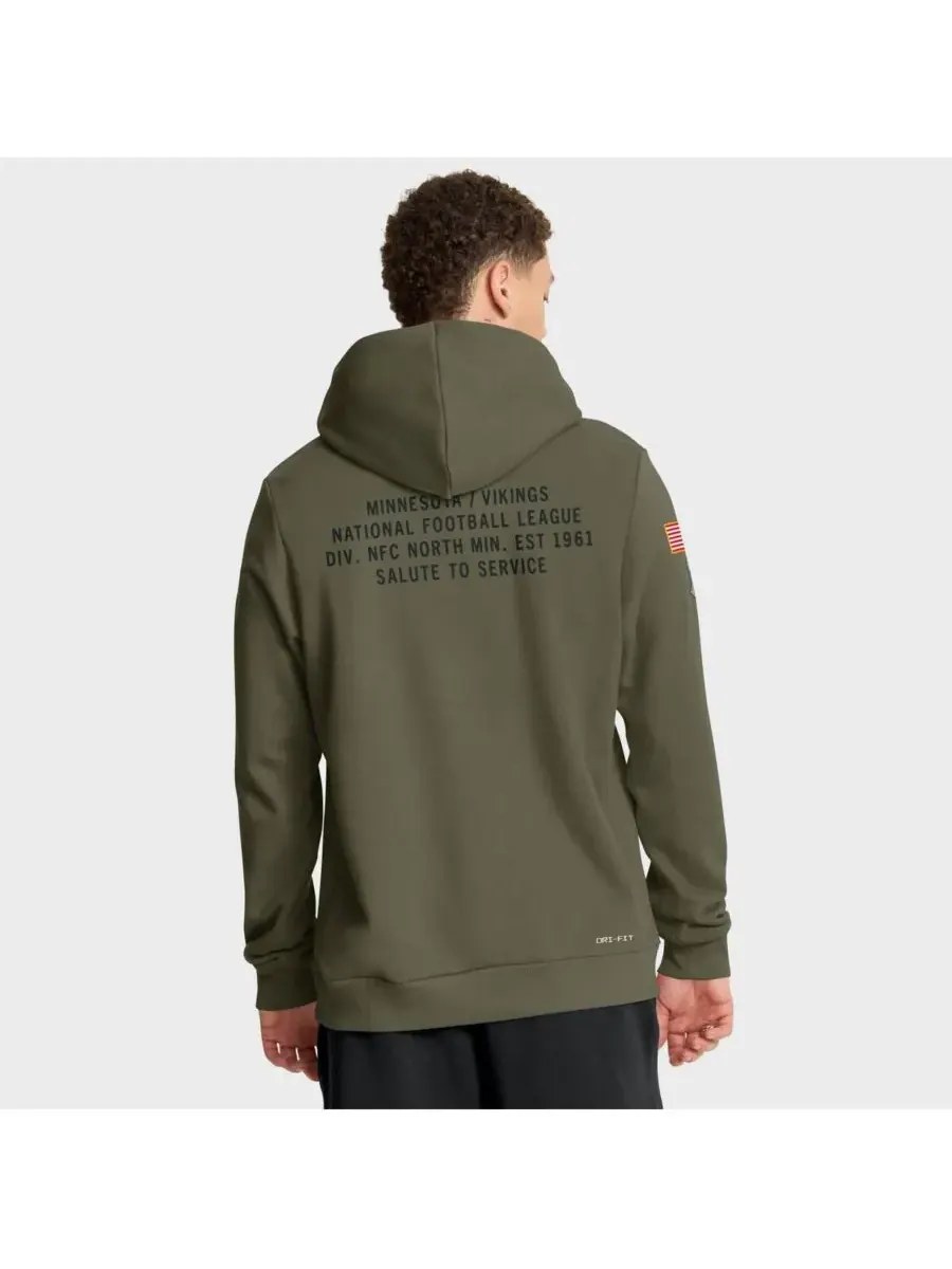 Nike Мужская толстовка оливкового цвета Minnesota Vikings 2025 Salute to Service Sideline Standard — изображение 2 из 5