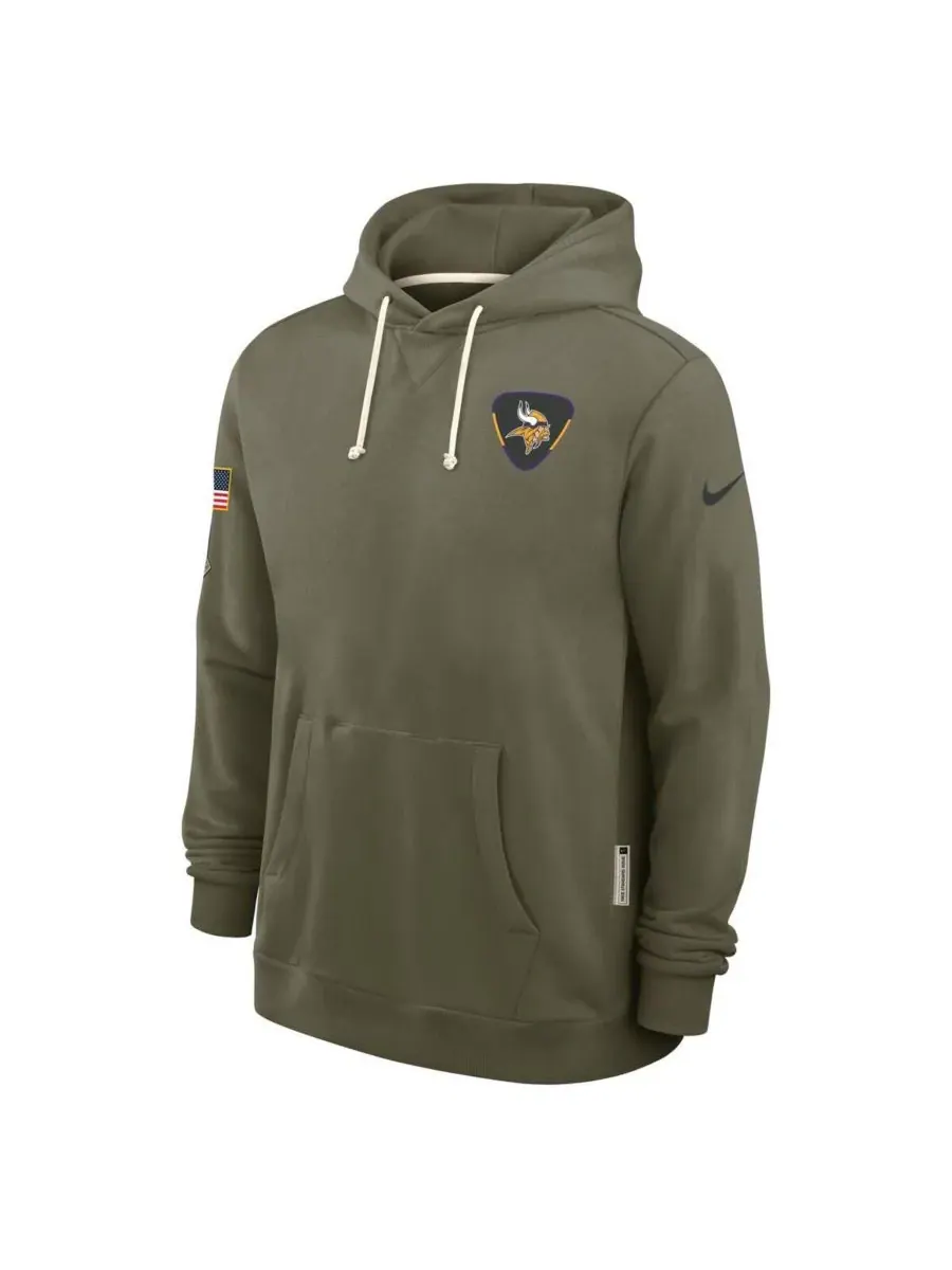 Nike Мужская толстовка оливкового цвета Minnesota Vikings 2025 Salute to Service Sideline Standard — изображение 4 из 5