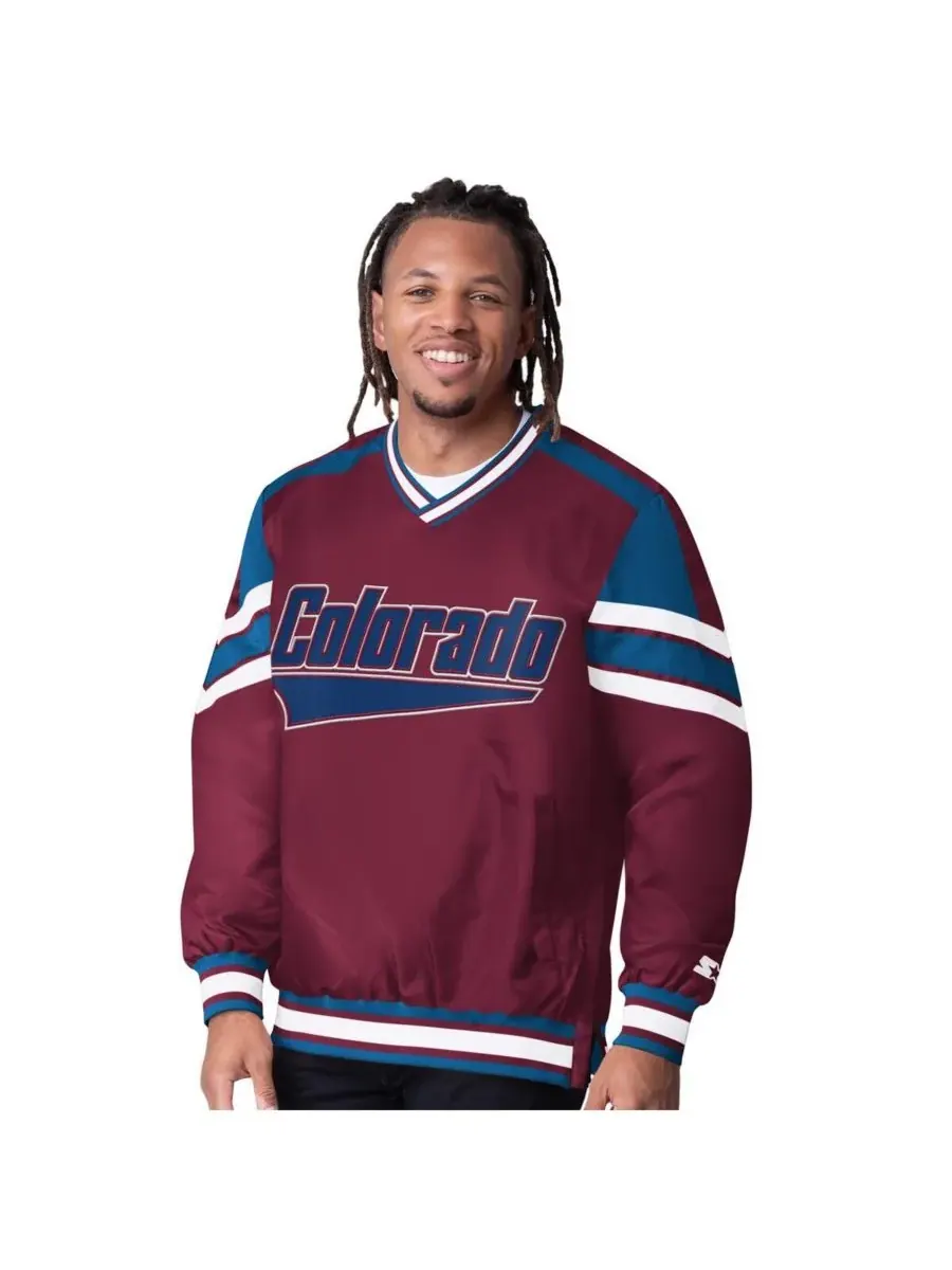 Starter Мужская бордовая куртка-пуловер Colorado Avalanche Reliever с V-образным вырезом