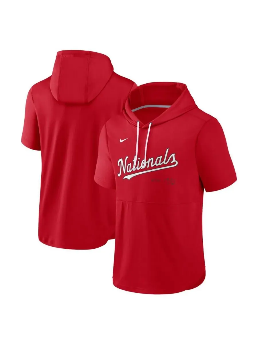 Nike Мужская красная толстовка с коротким рукавом Washington Nationals Springer Team Pullover Hoodie