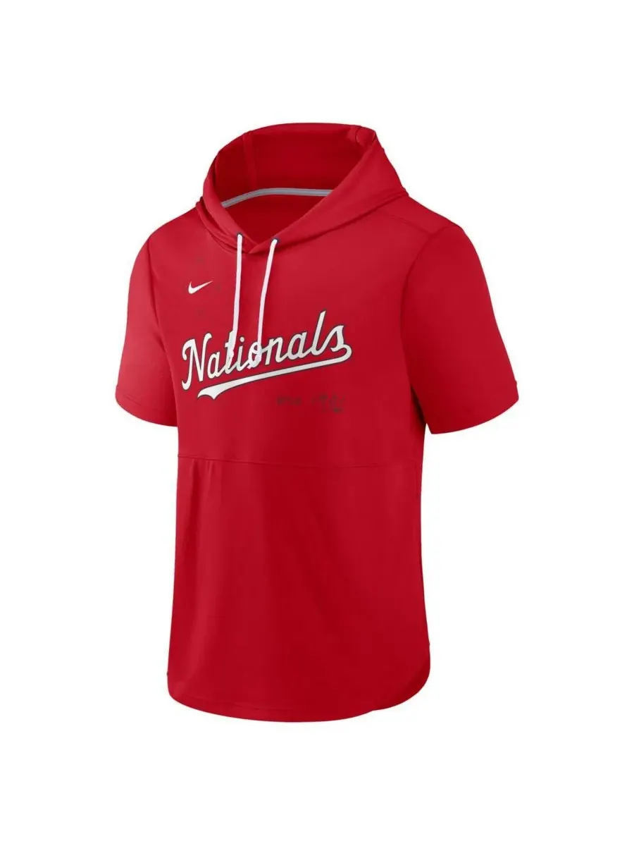 Nike Мужская красная толстовка с коротким рукавом Washington Nationals Springer Team Pullover Hoodie — изображение 2 из 3