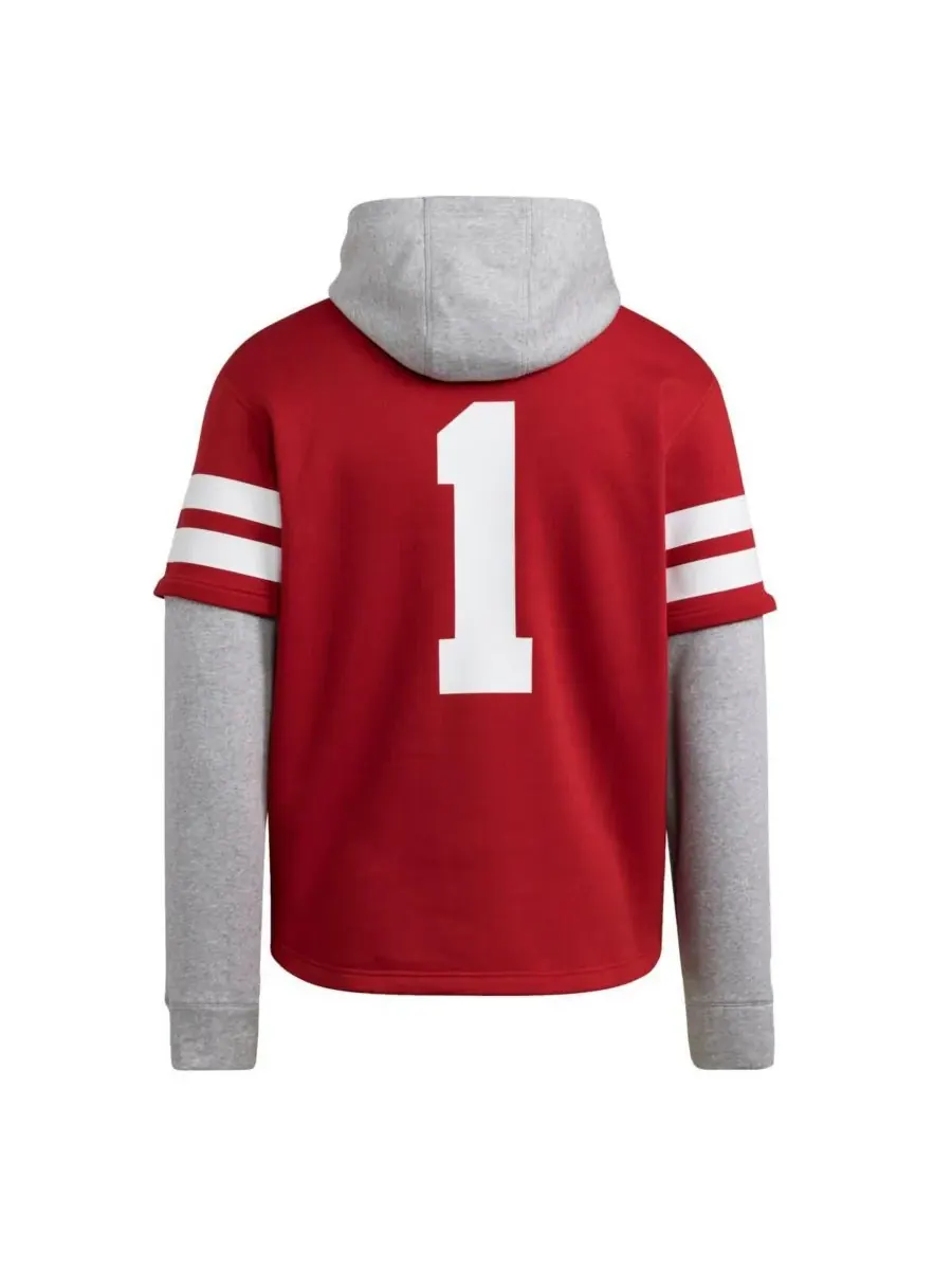 Adidas Мужская красная толстовка с капюшоном с символикой команды Nebraska Huskers — изображение 3 из 3, алый