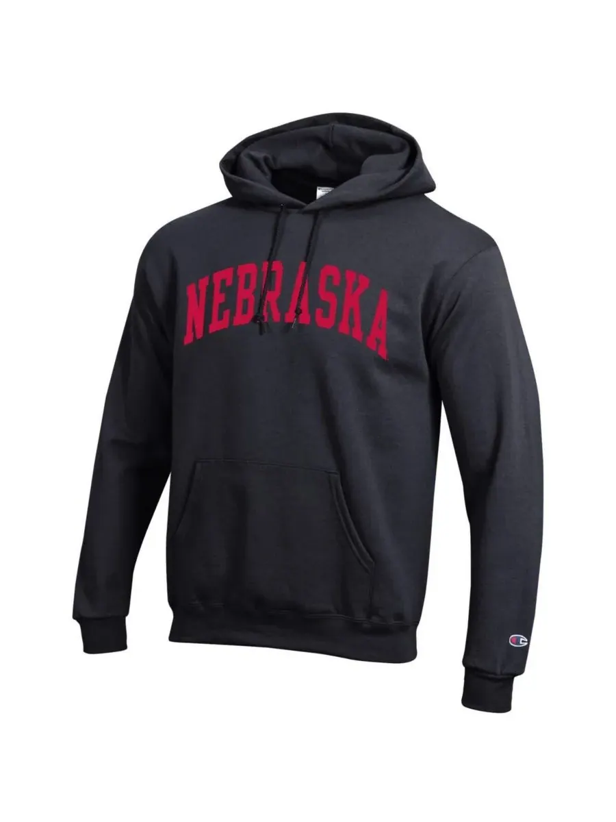 Champion Мужская черная толстовка с капюшоном из флиса с символикой команды Nebraska Huskers Basic — изображение 3 из 3