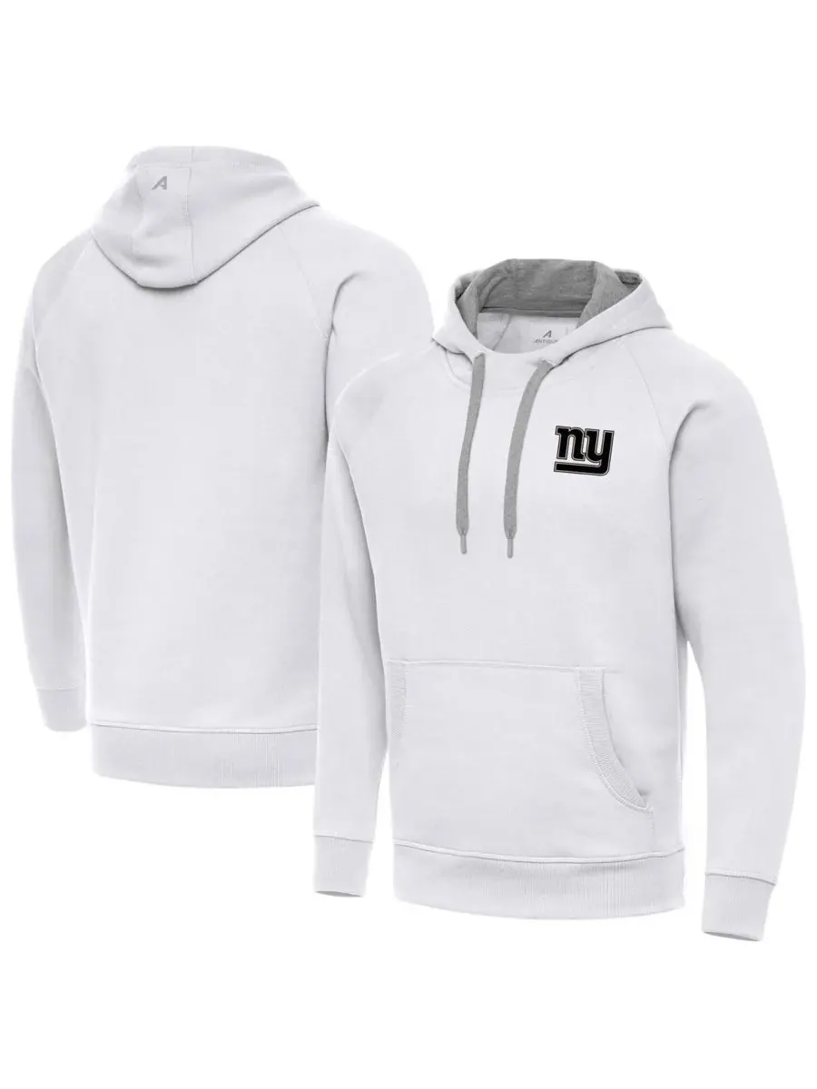 Antigua Мужская белая толстовка с капюшоном New York Giants Brushed Carbon Victory