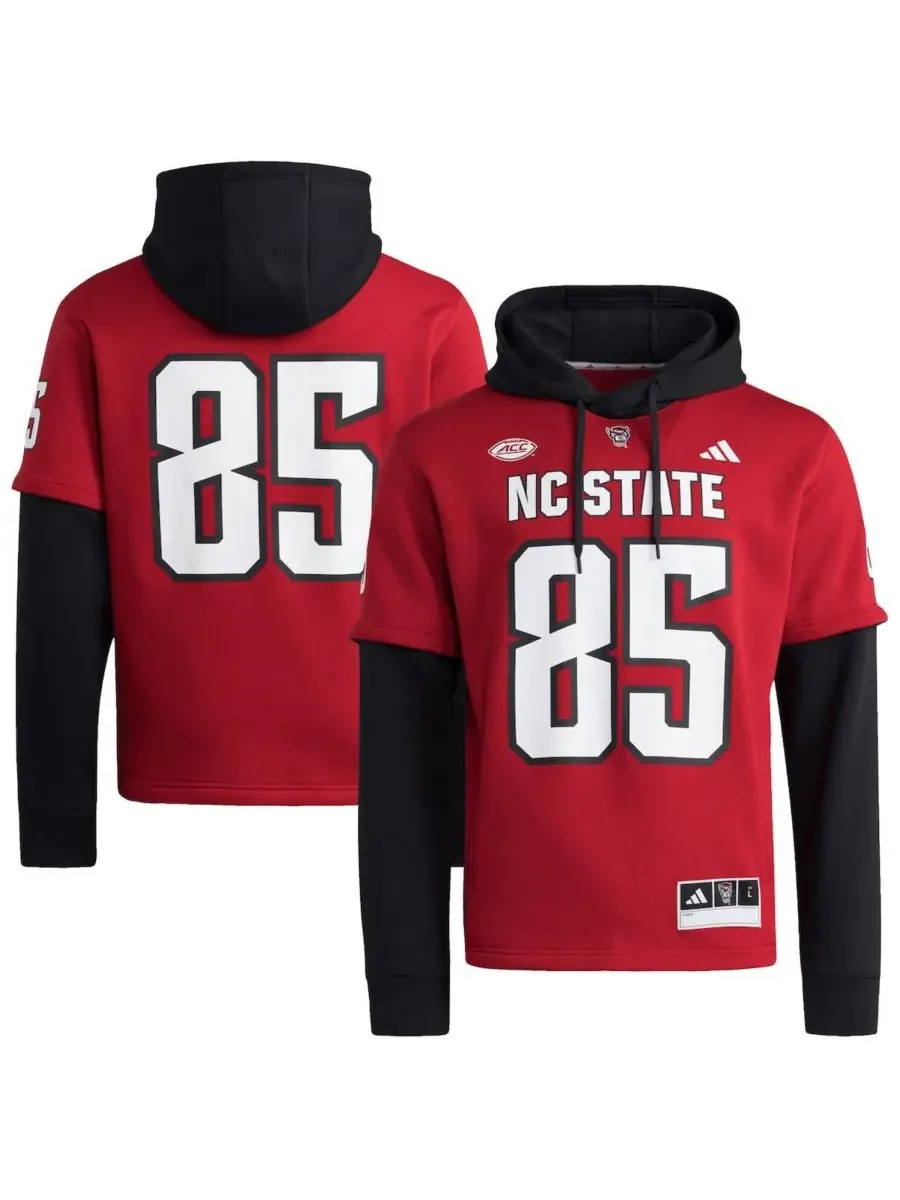 Adidas Мужская красная толстовка с капюшоном NC State Wolfpack