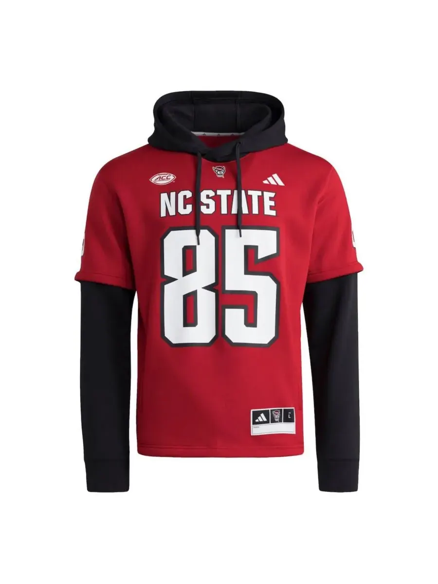 Adidas Мужская красная толстовка с капюшоном NC State Wolfpack — изображение 2 из 3, красный
