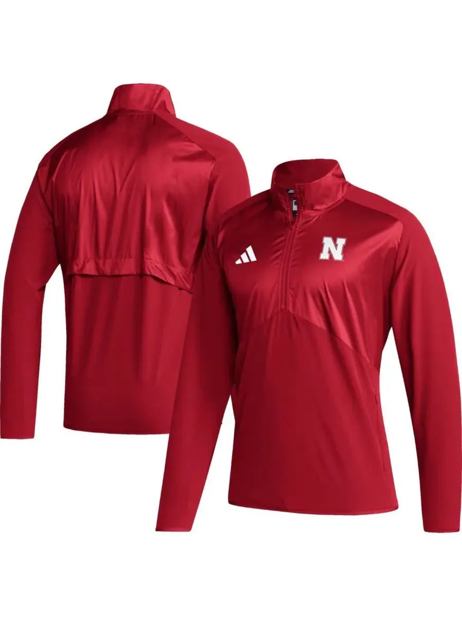 Мужская алая куртка Nebraska Huskers Sideline AEROREADY с рукавами реглан и застежкой-молнией до