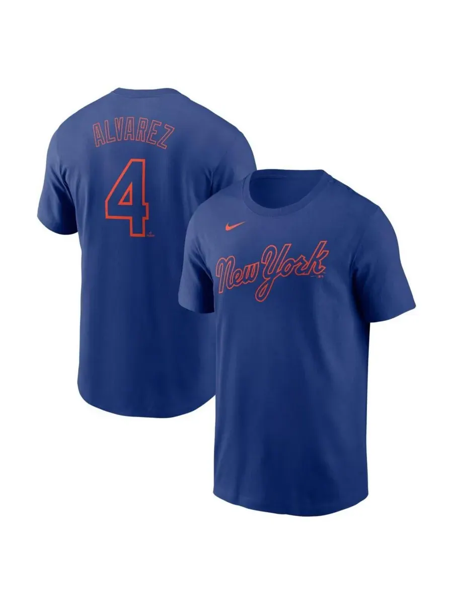 Мужская футболка Francisco Alvarez Royal New York Mets с фьюзом и номером игрока Nike