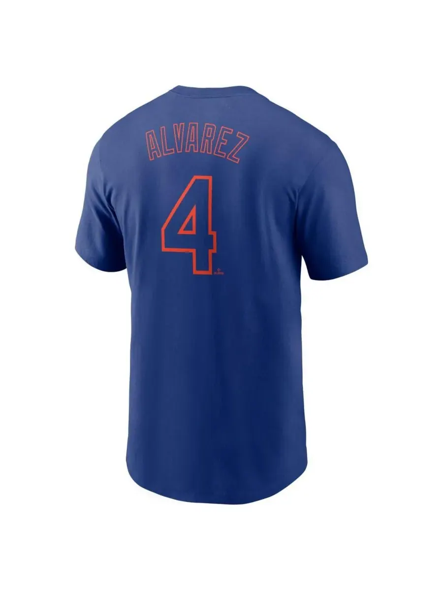 Мужская футболка Francisco Alvarez Royal New York Mets с фьюзом и номером игрока Nike — изображение 2 из 3, королевский