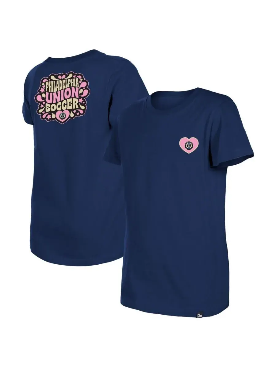 New Era Футболка Big Girls Navy Philadelphia Union Bubble Heart