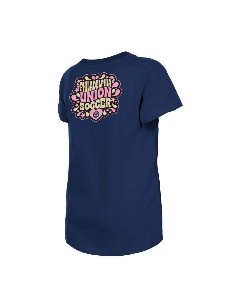 New Era Футболка Big Girls Navy Philadelphia Union Bubble Heart — изображение 3 из 4, темно-синий