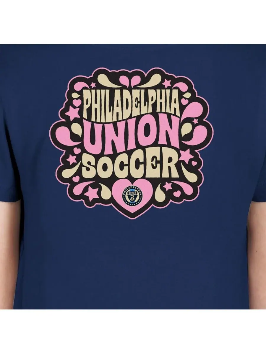 New Era Футболка Big Girls Navy Philadelphia Union Bubble Heart — изображение 4 из 4, темно-синий