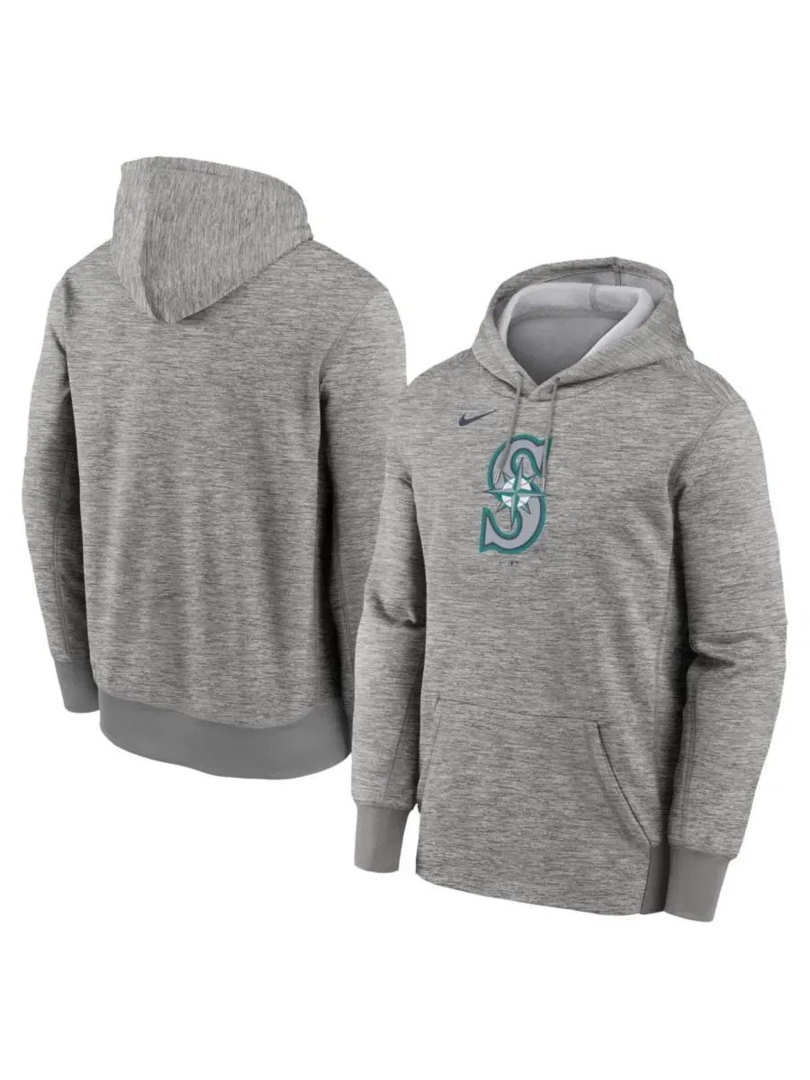 Мужская толстовка Therma серого цвета с основным логотипом команды Seattle Mariners Nike