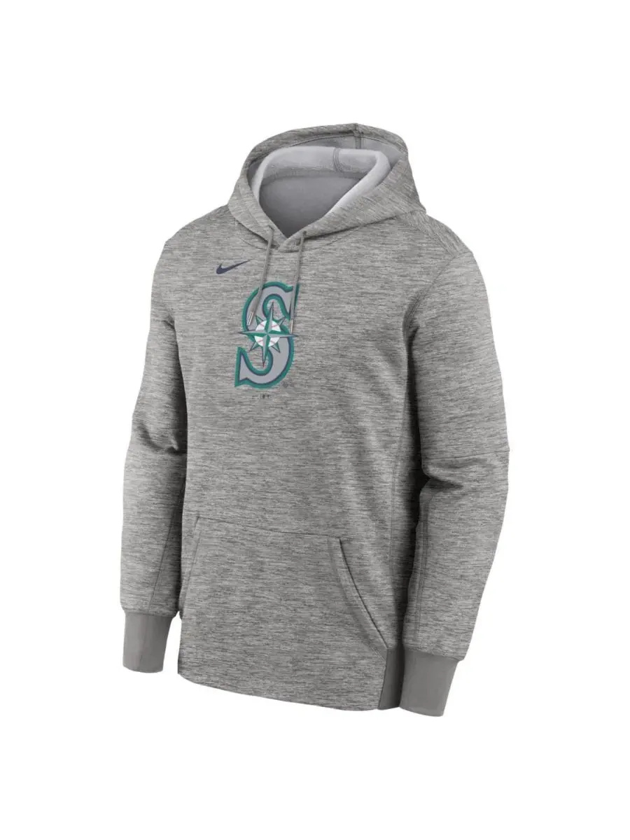 Мужская толстовка Therma серого цвета с основным логотипом команды Seattle Mariners Nike — изображение 3 из 3, серый