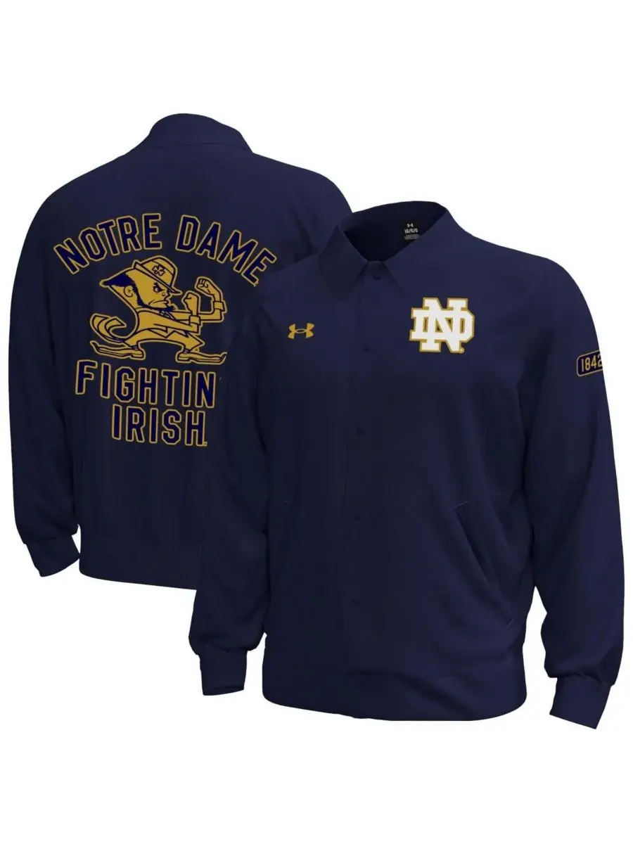 Under Armour Мужская темно-синяя флисовая куртка Notre Dame Fighting Irish Gameday Icon с застежкой