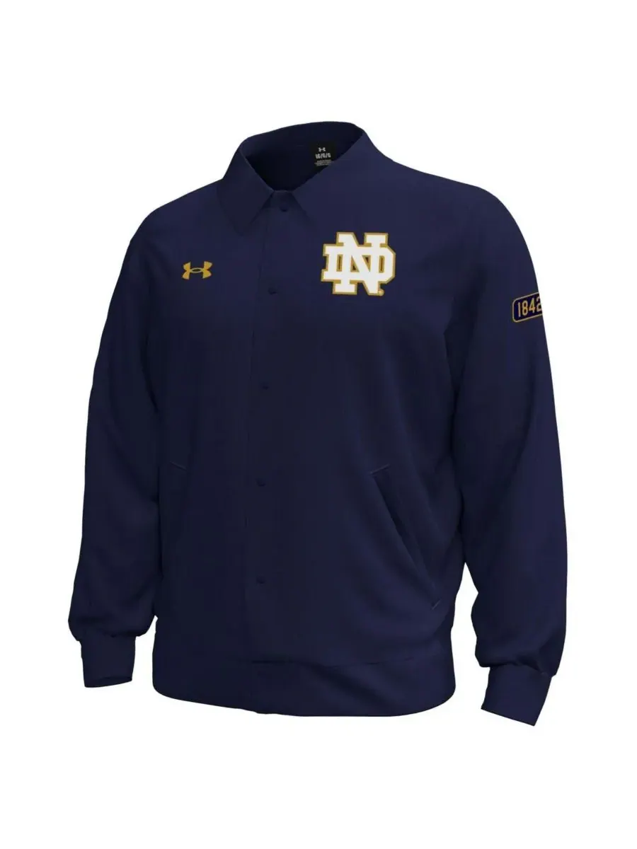 Under Armour Мужская темно-синяя флисовая куртка Notre Dame Fighting Irish Gameday Icon с застежкой — изображение 2 из 3