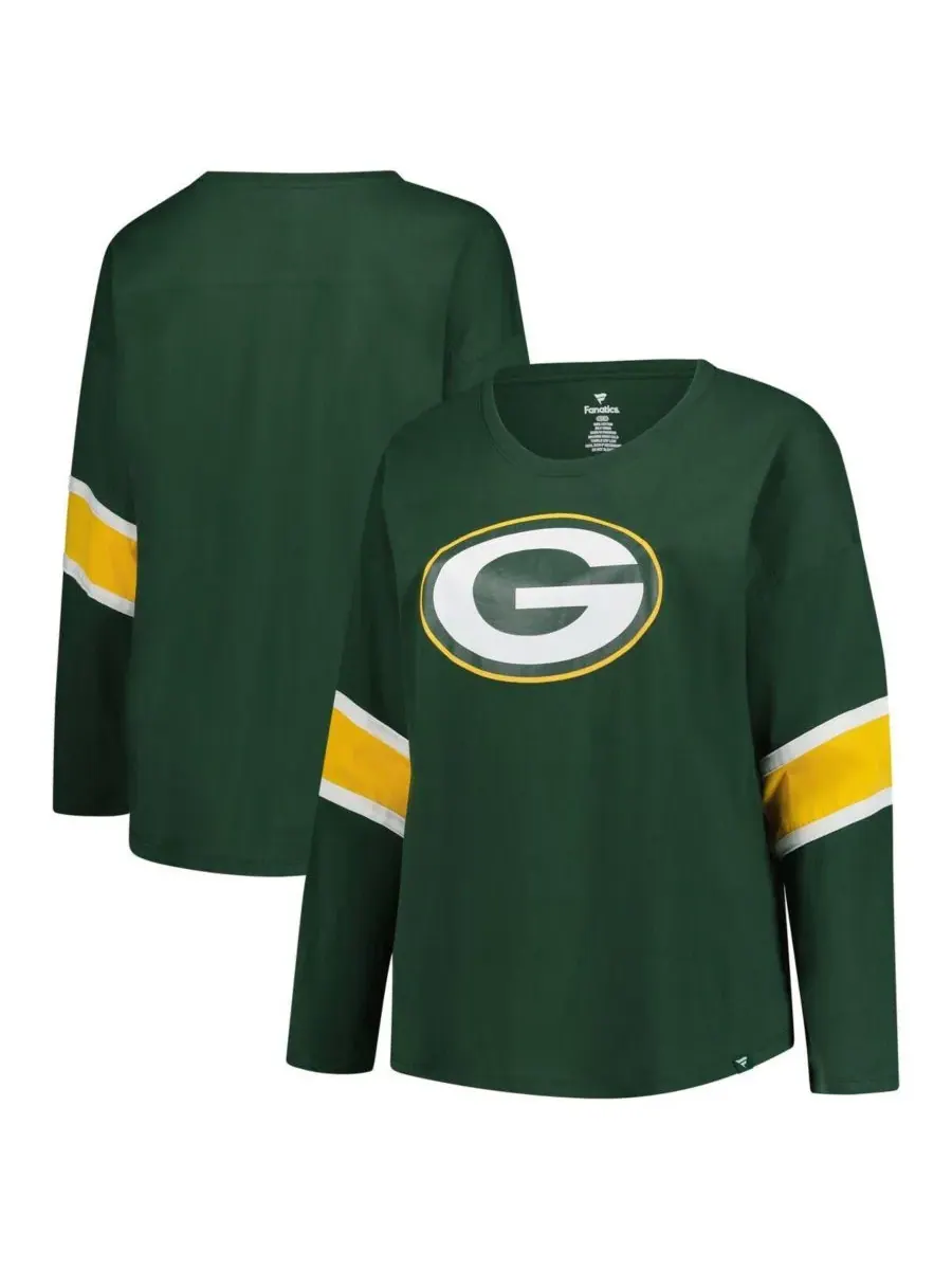 Fanatics Женская футболка больших размеров Green Bay Packers Redzone с рукавами 3/4 и круглым
