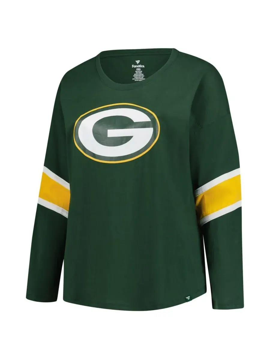 Fanatics Женская футболка больших размеров Green Bay Packers Redzone с рукавами 3/4 и круглым — изображение 3 из 3, зеленый