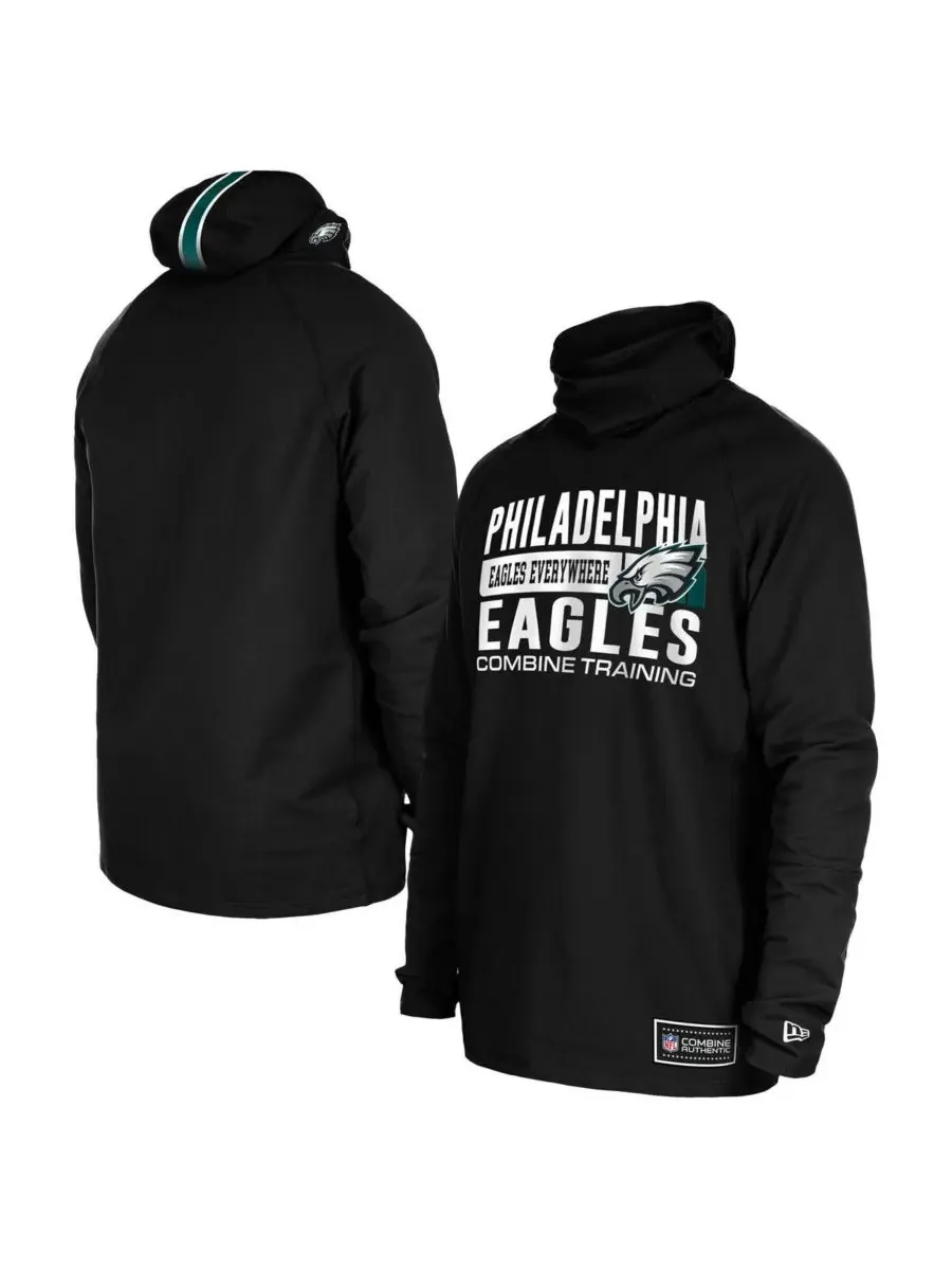 New Era Мужская черная функциональная балаклава-шлем Philadelphia Eagles с полосатым принтом