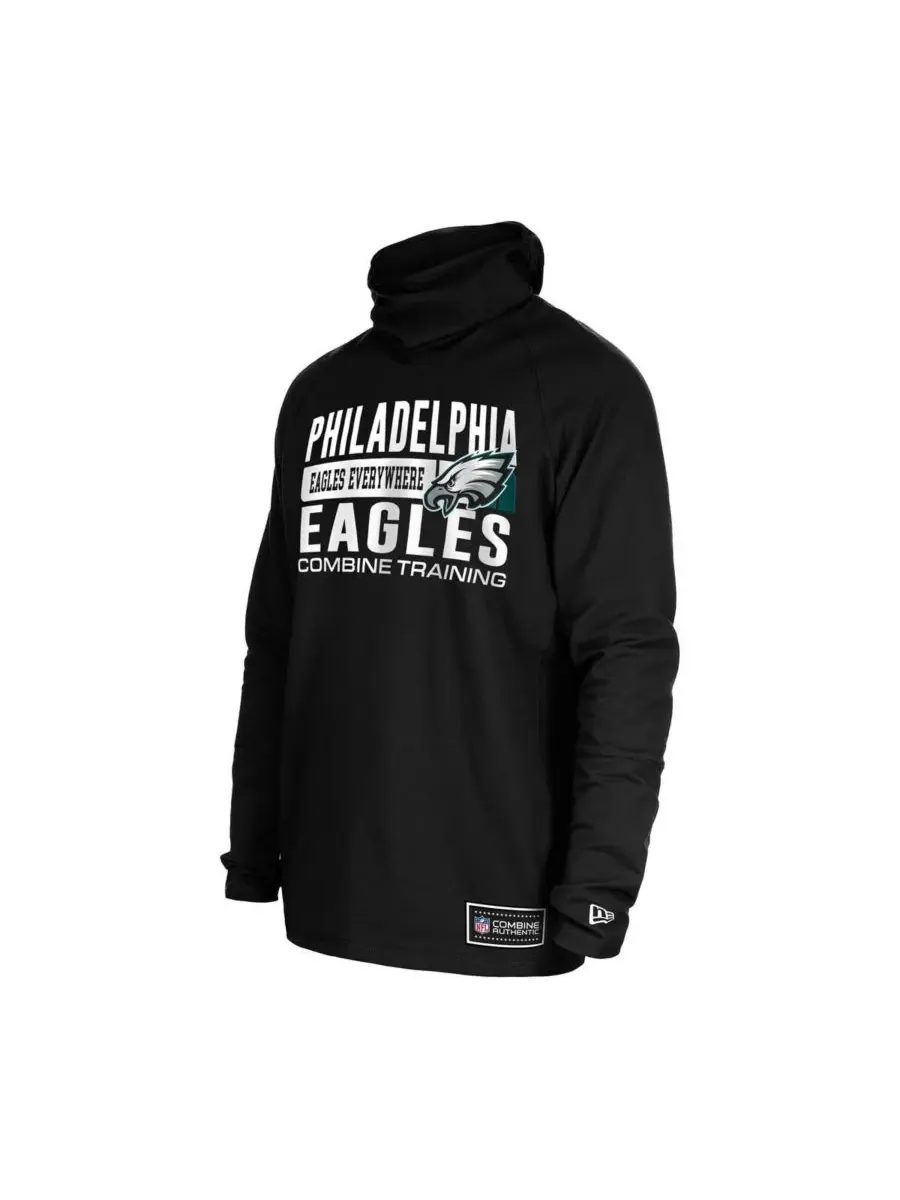 New Era Мужская черная функциональная балаклава-шлем Philadelphia Eagles с полосатым принтом — изображение 2 из 3, черный