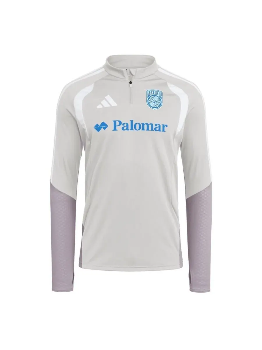 Тренировочный топ с молнией 1/4 San Diego FC 2026 Tiro Competition adidas — изображение 2 из 3, серебряный
