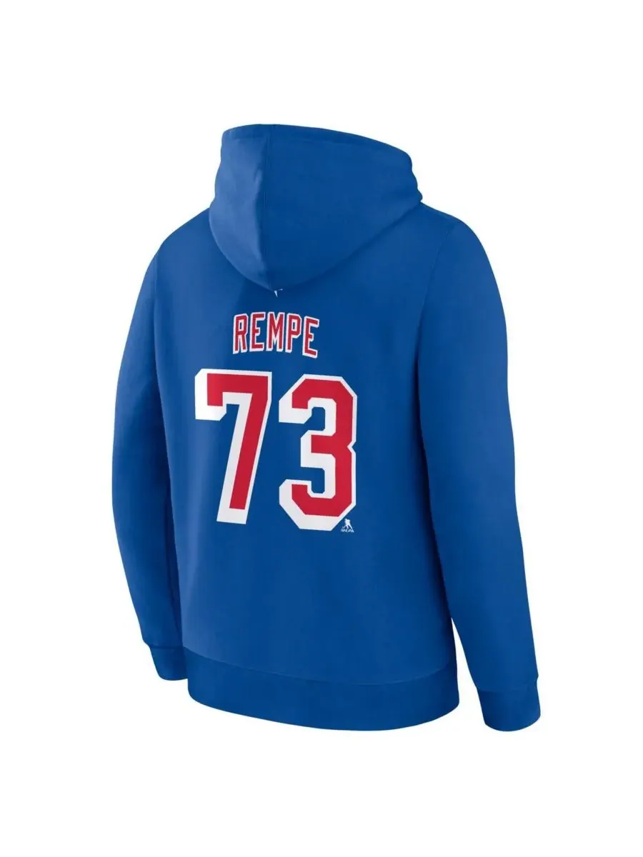 Fanatics Мужская толстовка Matt Rempe Blue New York Rangers Authentic Stack с именем и номером — изображение 2 из 2, синий