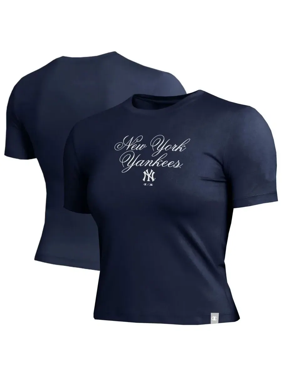 Футболка укороченная с принтом New York Yankees Soft-Touch Fitted Cropped T-Shirt Champion
