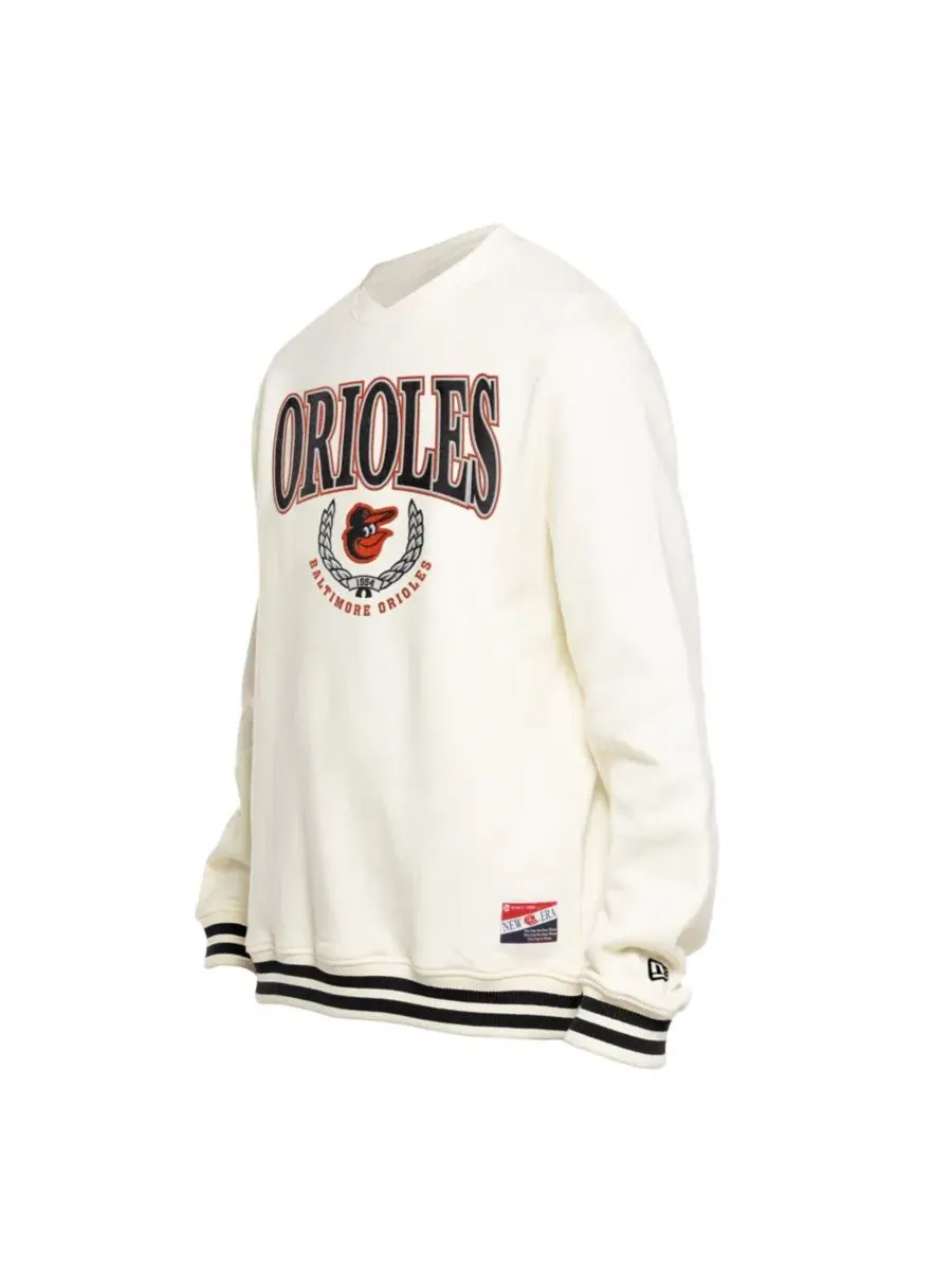 Свитшот мужской с принтом Baltimore Orioles Throwback New Era — изображение 3 из 4, бежевый