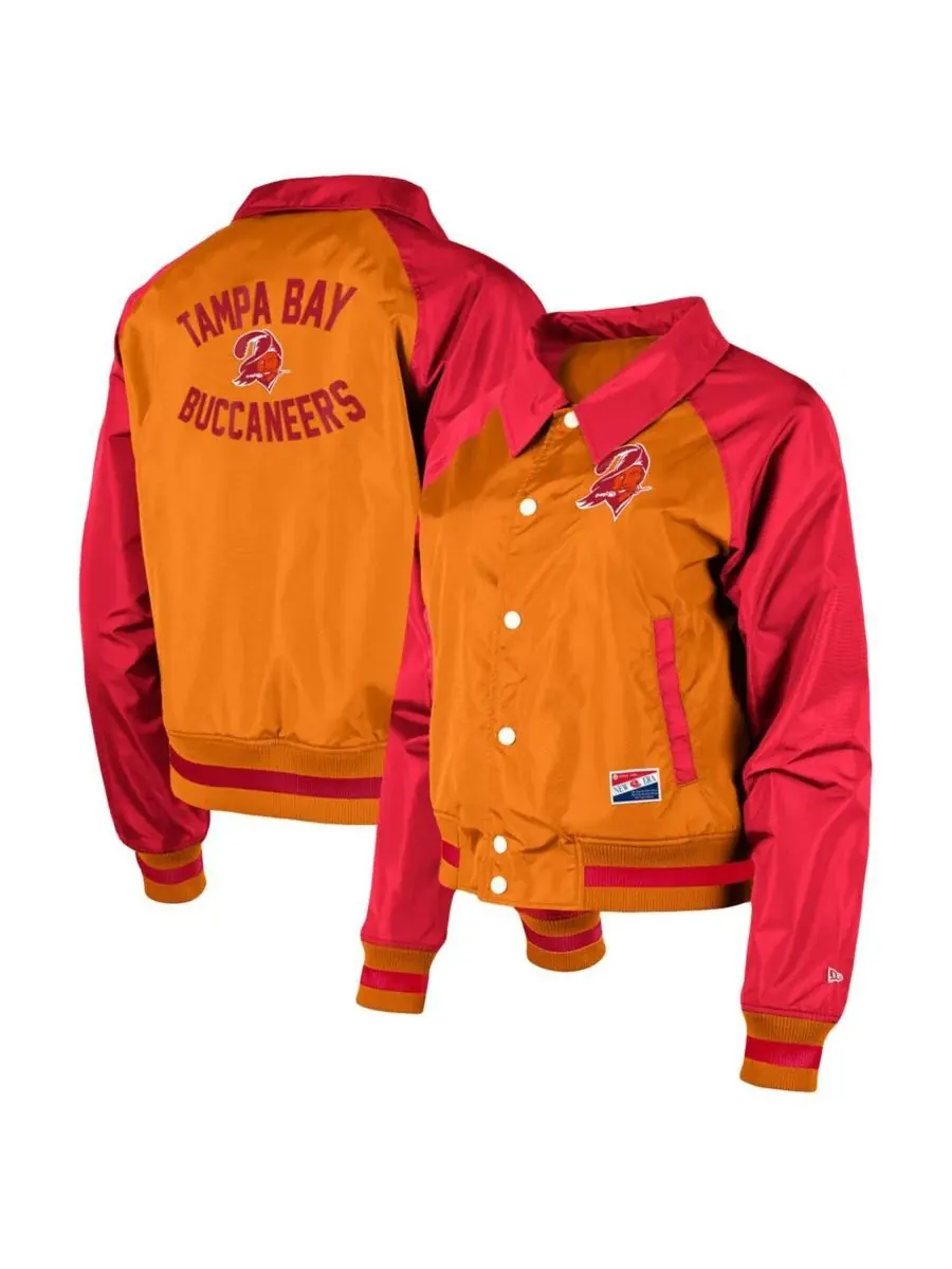 New Era Женская оранжевая тренерская куртка Tampa Bay Buccaneers с рукавами реглан и застежкой на