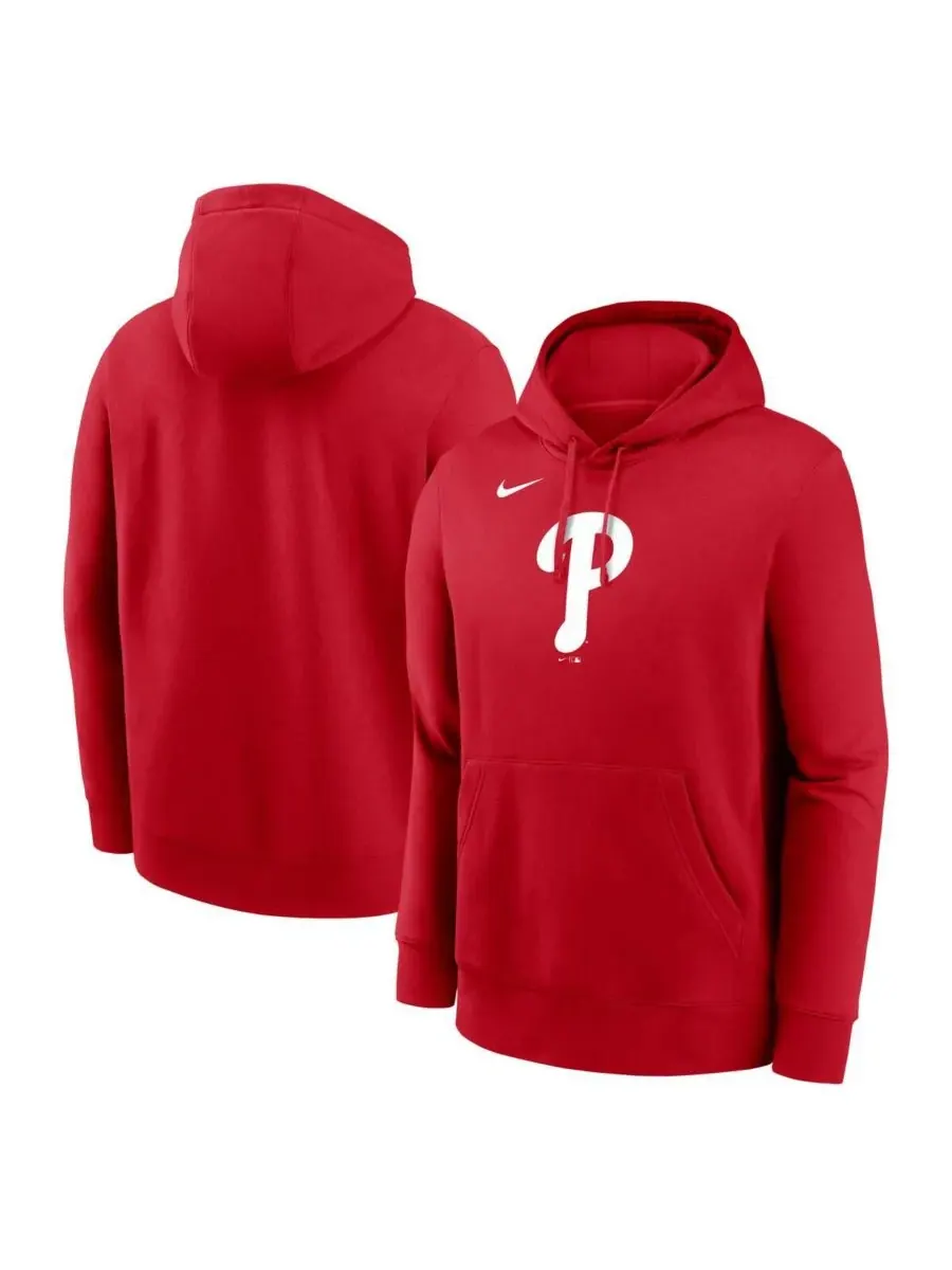 Nike Мужская красная флисовая толстовка с капюшоном и логотипом команды Philadelphia Phillies