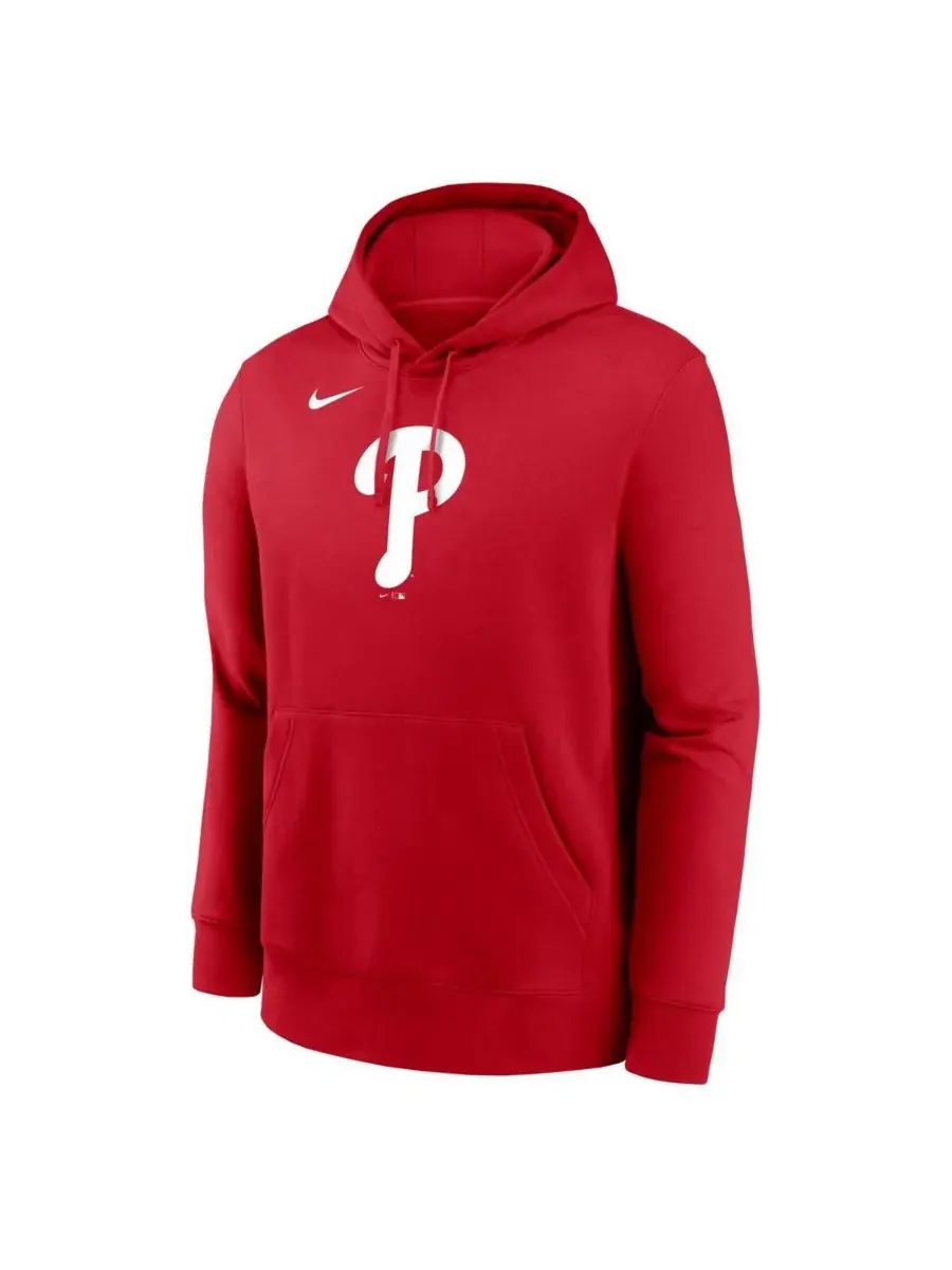 Nike Мужская красная флисовая толстовка с капюшоном и логотипом команды Philadelphia Phillies — изображение 2 из 3, красный