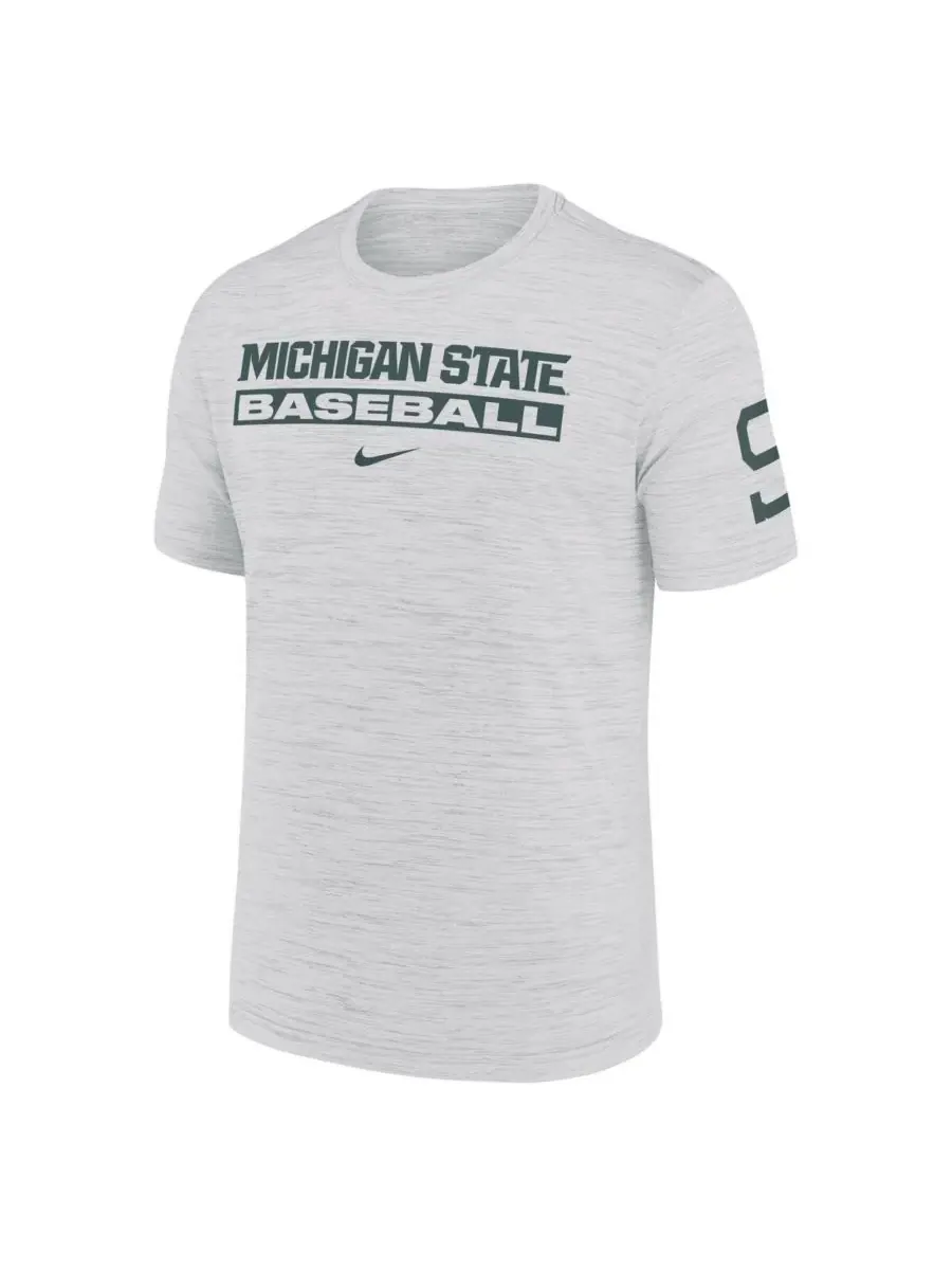 Nike Мужская белая футболка Michigan State Spartans Velocity Baseball Wordmark Stack Performance — изображение 3 из 3
