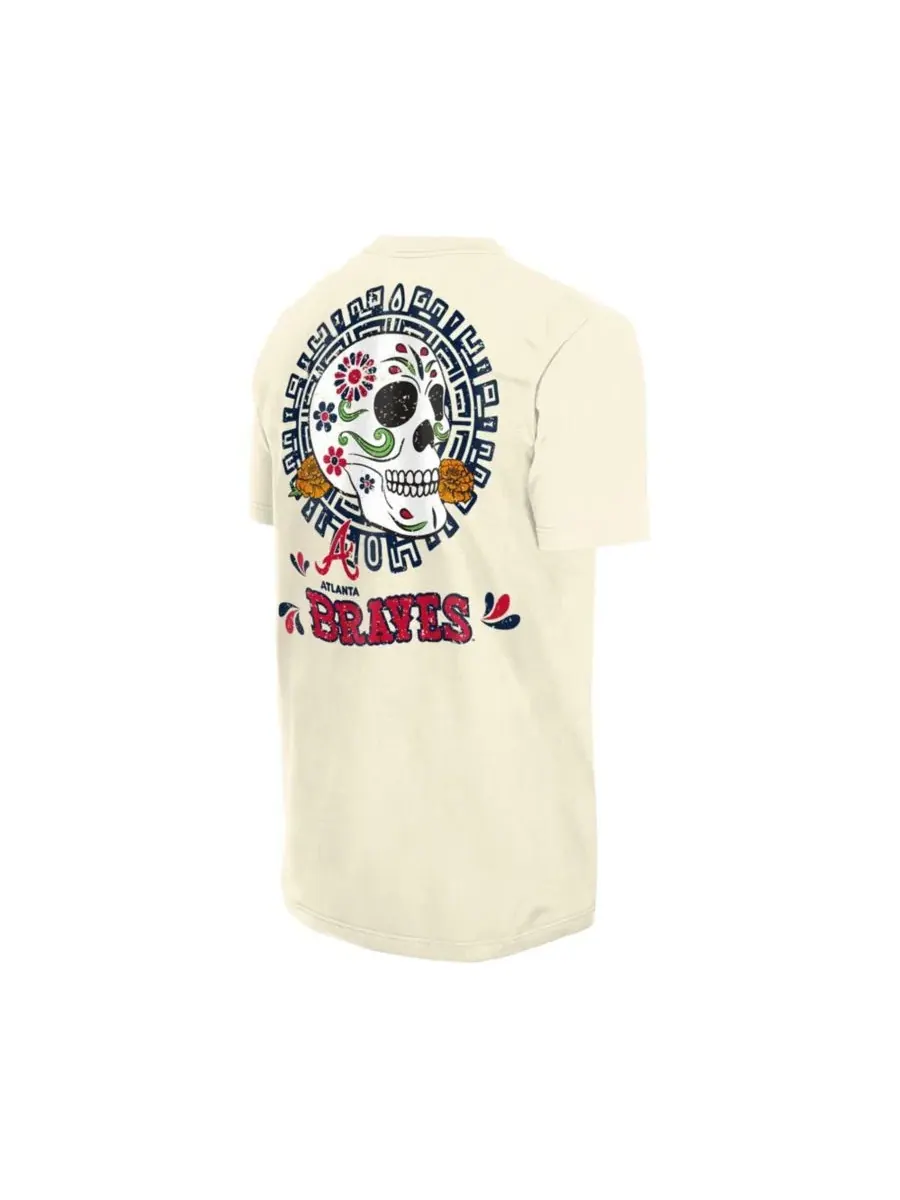 Футболка с принтом Atlanta Braves Dia de los Muertos Sugar Skull New Era — изображение 4 из 4, прозрачный