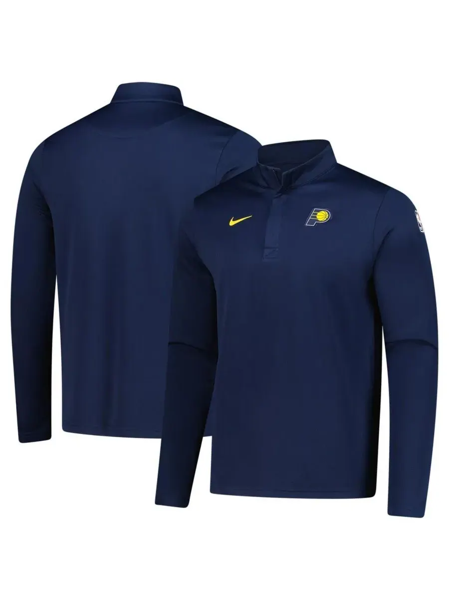 Nike Мужская темно-синяя толстовка Indiana Pacers 2025/26 Authentic Coaches Quarter-Zip Dri-Fit