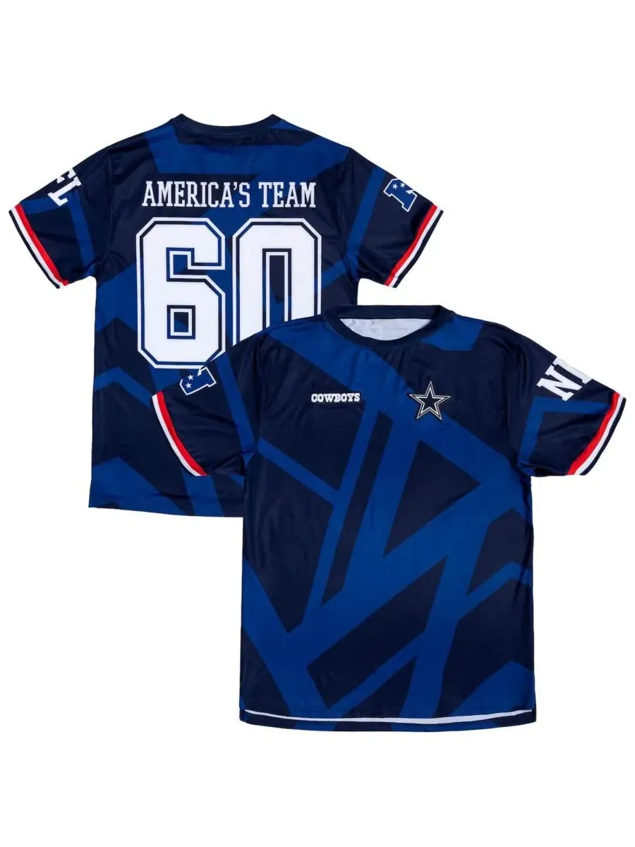 Футболка с принтом Dallas Cowboys America's Team Fashion Soccer Jersey Dallas Cowboys Merchandise — синий