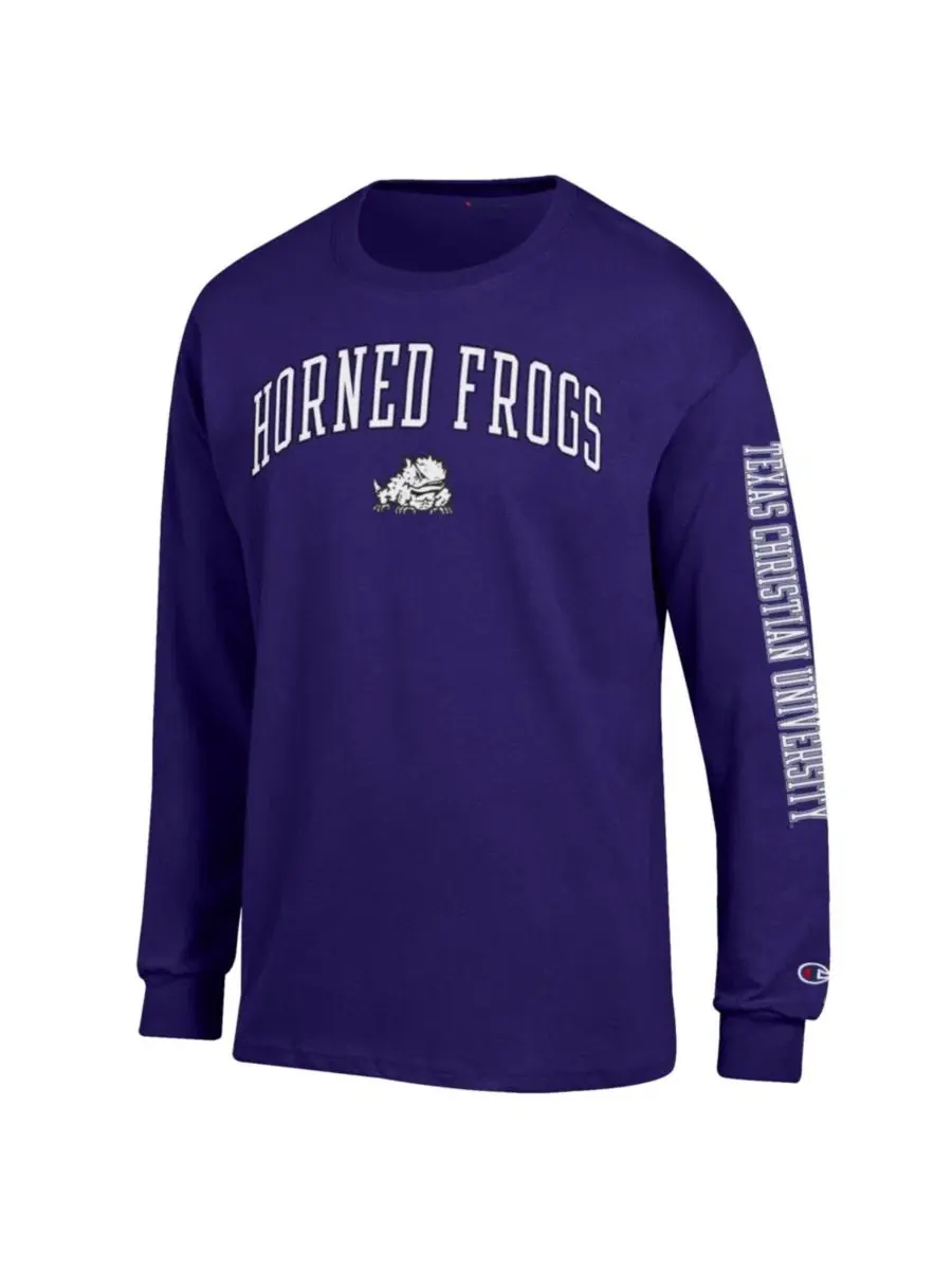 Футболка с длинным рукавом с принтом Arch Over Logo TCU Horned Frogs Champion — изображение 2 из 3, фиолетовый