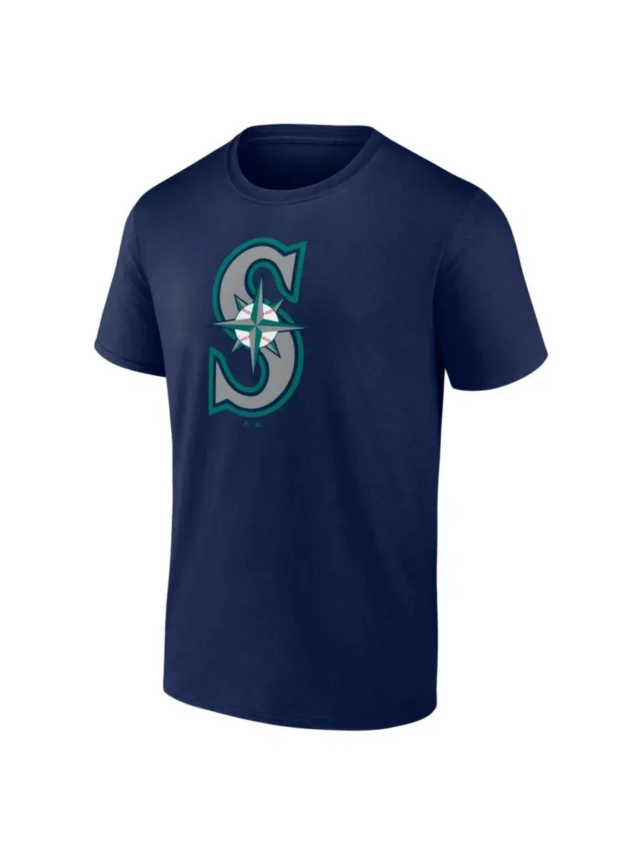 Мужская темно-синяя футболка с логотипом команды Seattle Mariners Logo Athletic — изображение 2 из 3, темно-синий