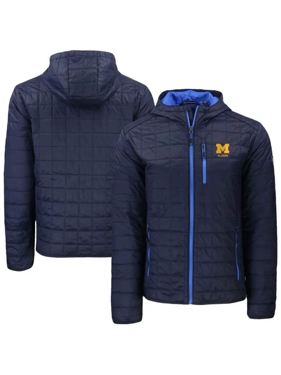 Мужская куртка Cutter & Buck темно-синего цвета Michigan Wolverines Rainier Eco PrimaLoft с