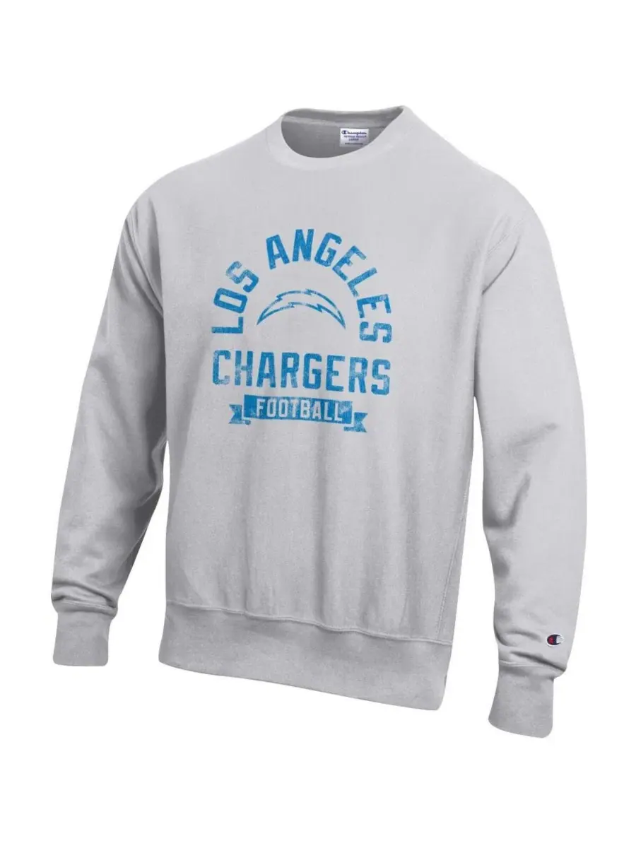 Толстовка на молнии Champion Reverse Weave с принтом, Los Angeles Chargers — изображение 2 из 3, серый