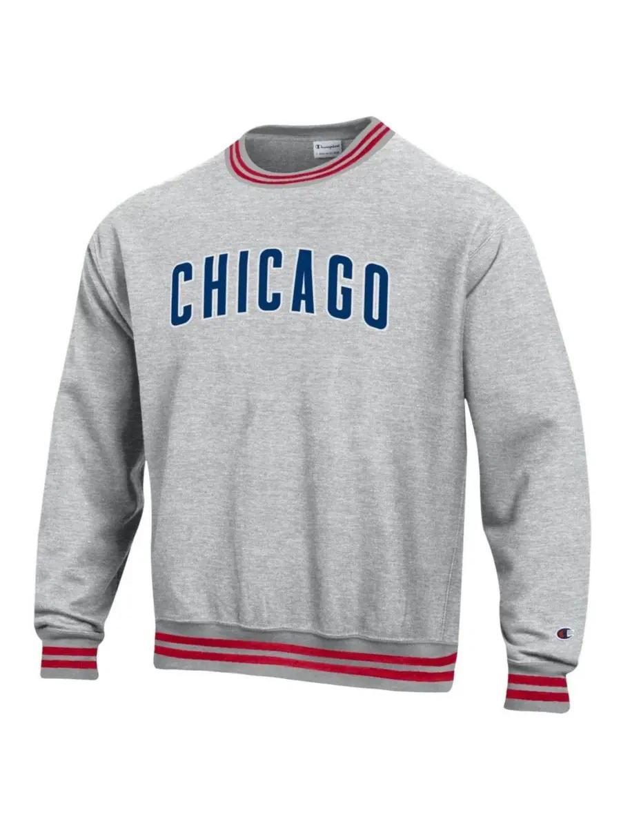Свитшот с длинным рукавом с принтом Chicago Cubs Reverse Weave Champion — изображение 2 из 4, серый