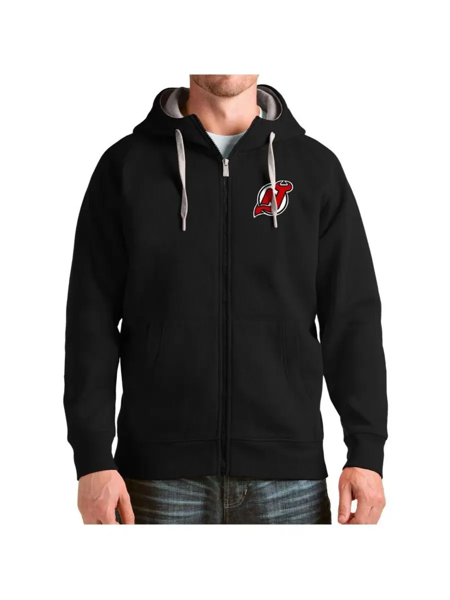 Худи с полной застежкой-молнией New Jersey Devils Logo Victory Antigua