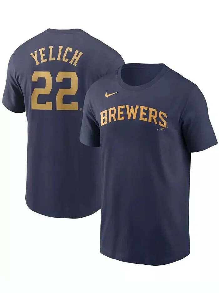 Мужская футболка с именем и номером Milwaukee Brewers — Christian Yelich Nike — изображение 1 из 3