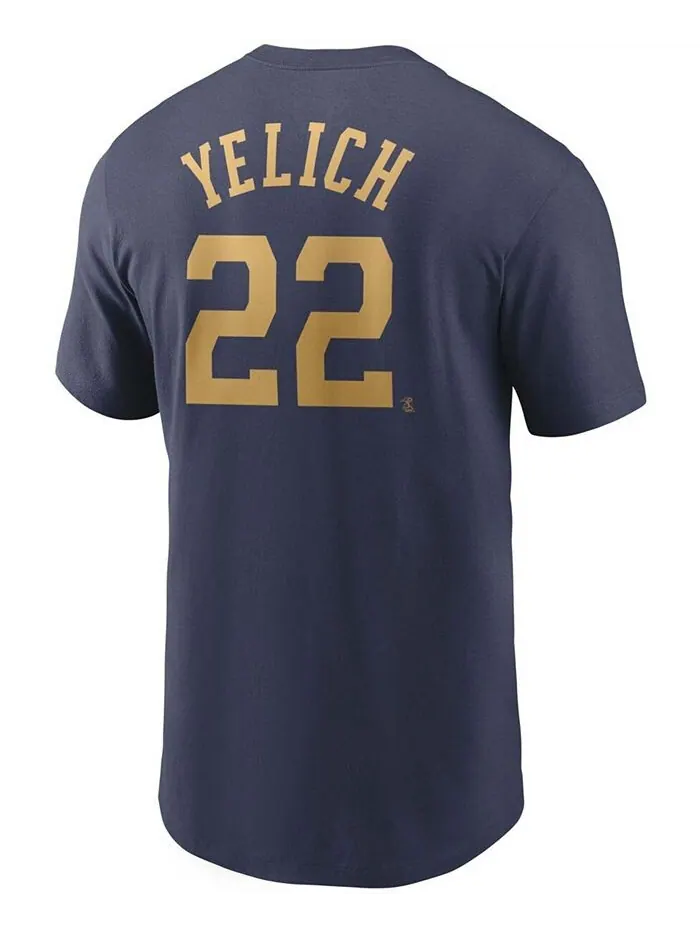 Мужская компания Milwaukee Brewers Name & Футболка с номером - Кристиан Елич Nike — изображение 3 из 3, темно-синий