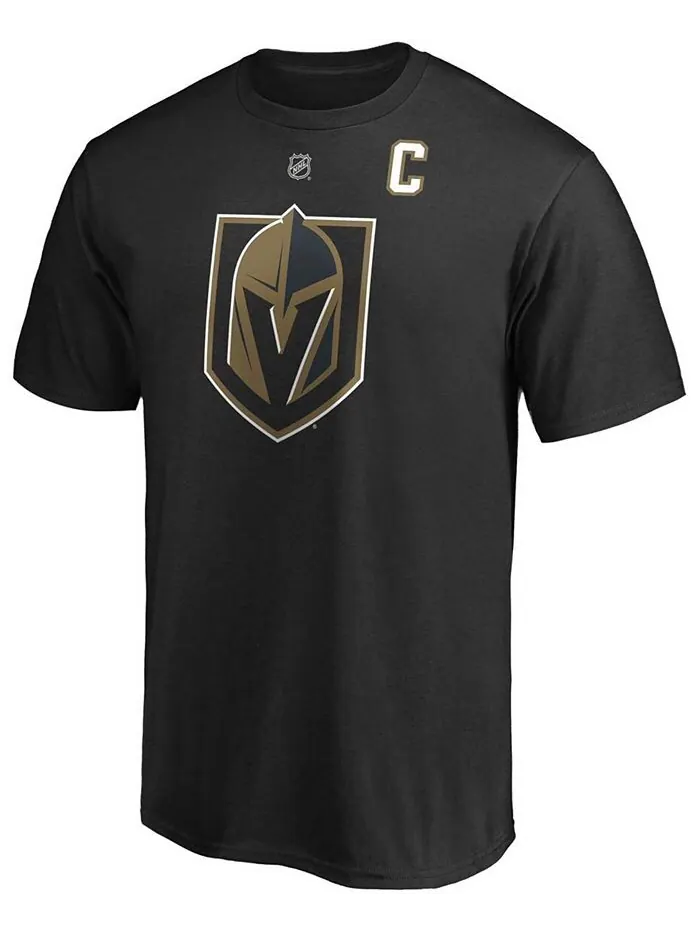 Мужская черная мужская футболка Mark Stone Vegas Golden Knights с нашивкой в виде капитана с именем — изображение 2 из 3
