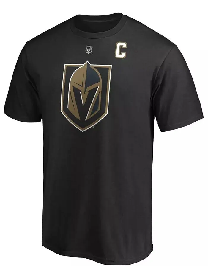 Мужская черная мужская футболка Mark Stone Vegas Golden Knights с нашивкой в ​​виде капитана с — изображение 2 из 3