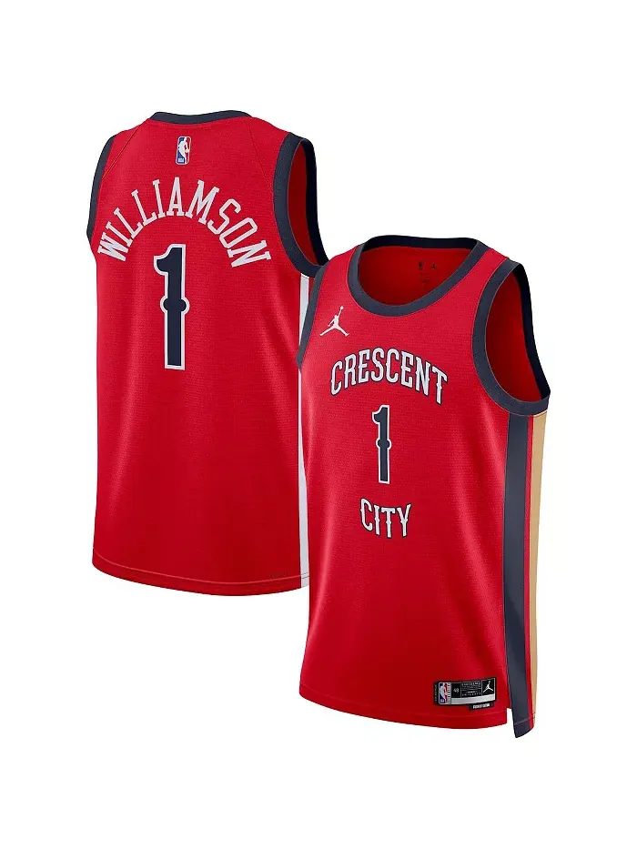 Мужская и женская баскетбольная майка New Orleans Pelicans Zion Williamson в красном цвете