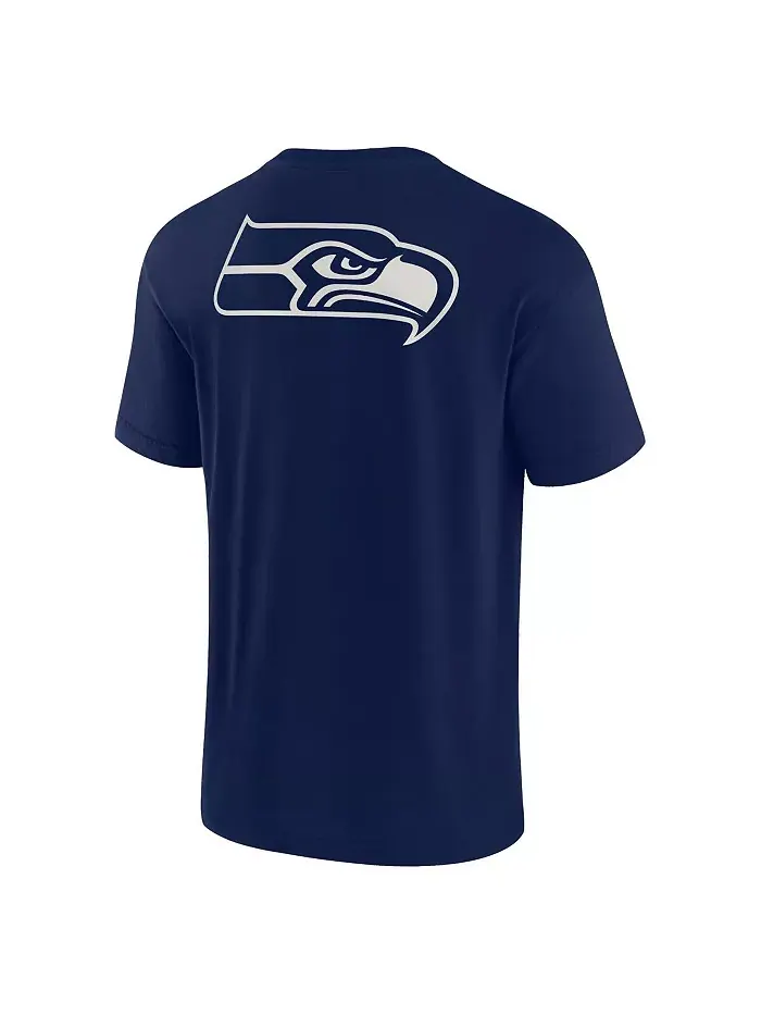 Мужская и женская футболка с коротким рукавом Seattle Seahawks College Navy, супермягкая Fanatics — изображение 2 из 4